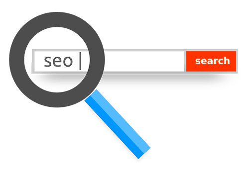 SEO Magnifying Glass and web browser search bar