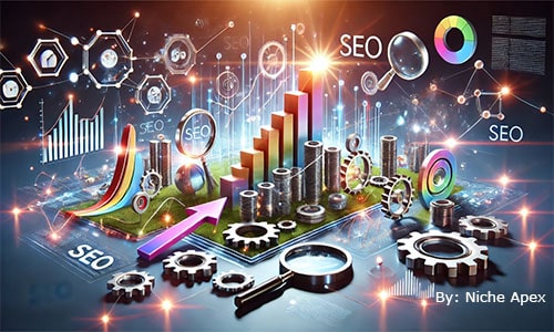 SEO Image with Gears and Graphs